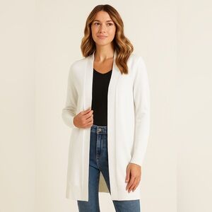 Women's White Open Front Cardigan